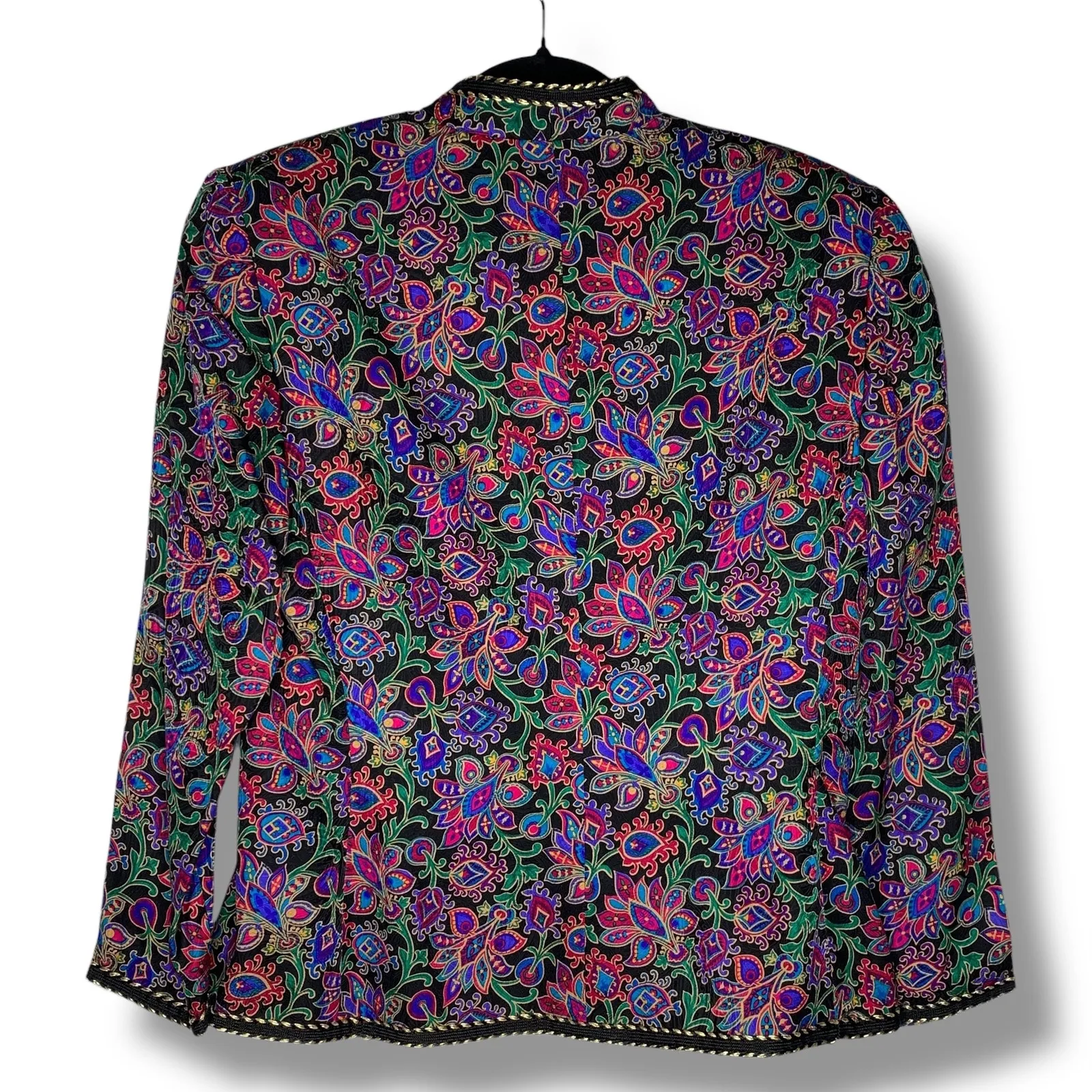 Vintage Adrianna Pappell 100% SIlk Jacket Paisley Pattern Jewel Tones Size 10 - Image 6