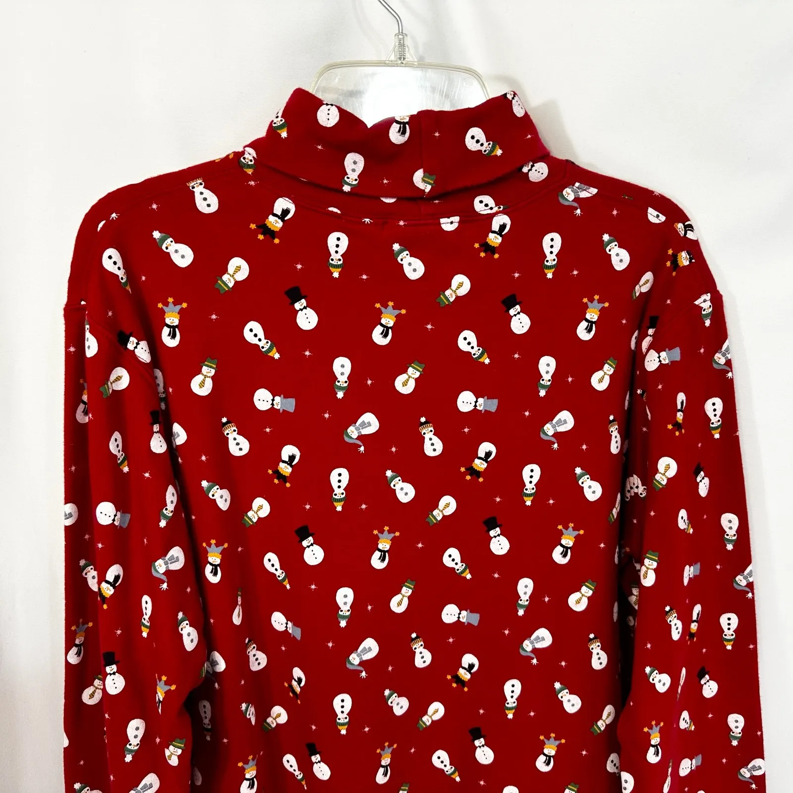 St. John's Bay Size MP Christmas Top‎ Snowman Print Red Turtleneck Ugly 1706 - Image 7