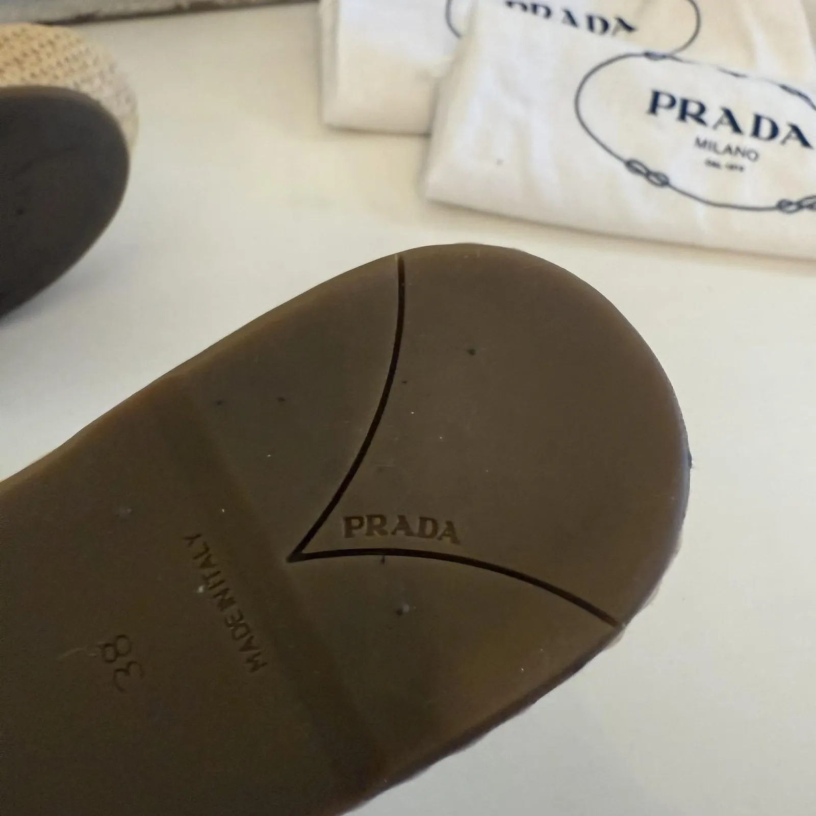 Prada Sandal Shoes Womens Size 38 Purple Wedge Espadrille Thong Platform Italy - Image 7