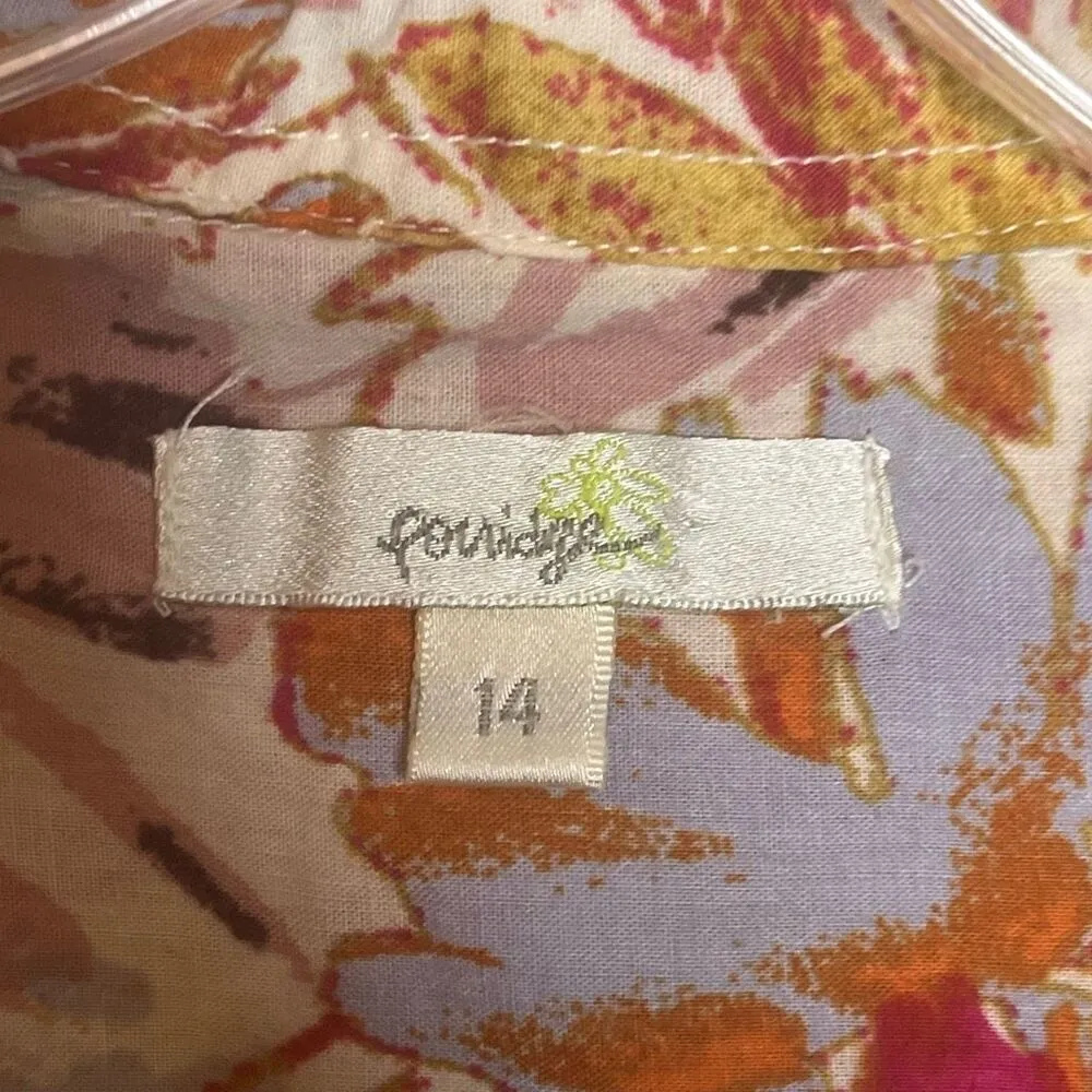 Anthropologie Porridge Sz 14 Floral Button Up Sleeveless Blouse Top - Image 6