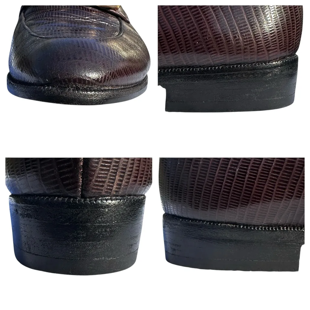 Robert Clergerie Brown Loafers Faux Lizard Skin Embossed Leather 6 1/2 M Vintage Size 6.5 - Image 16