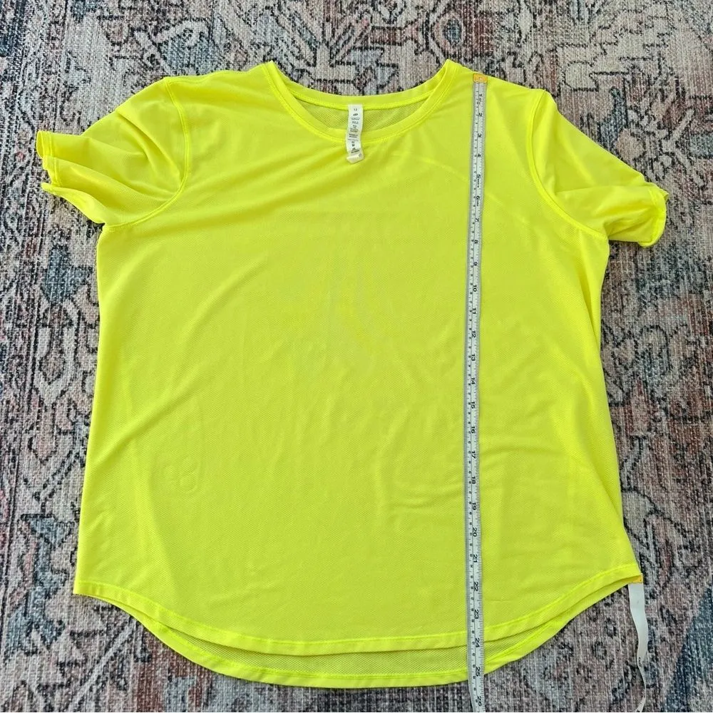 Lululemon High-Neck Running and Training T-Shirt Electric Lemon Yellow Size 12 - Image 13