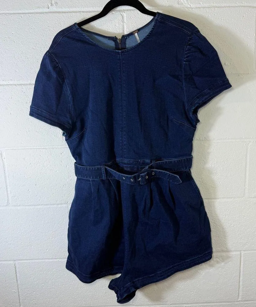 Free People Charlotte Denim Romper Sapphire Size XL - Image 2