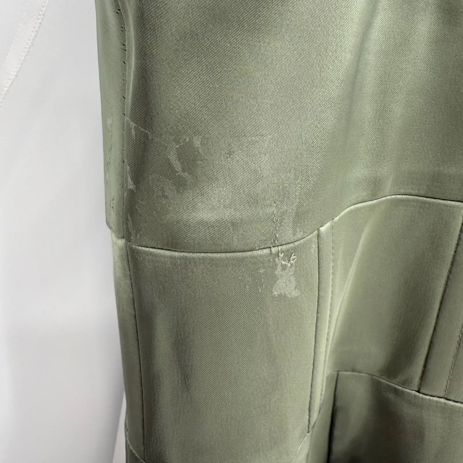 AFTER SIX Sage Green Satin Corset Drape Neck Off Shoulder Maxi Dress Size 12 R - Image 8