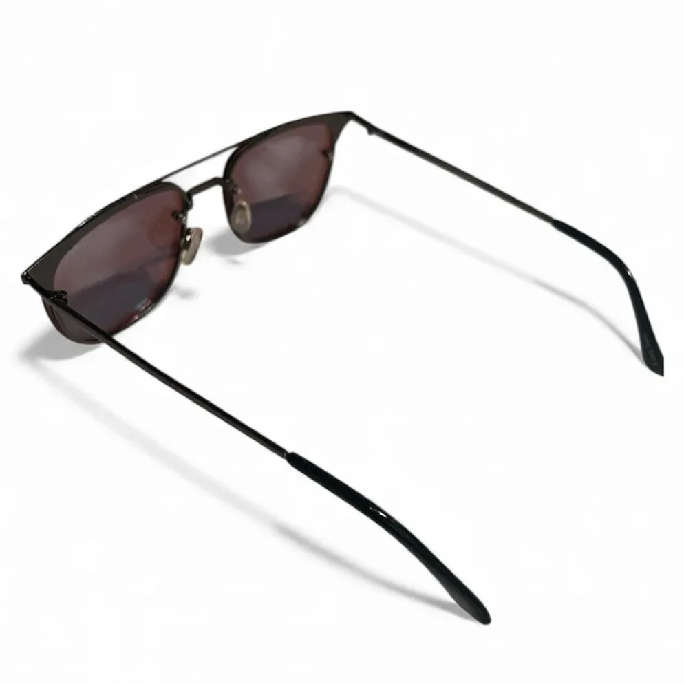 Quay Australia Private Eyes Sunglasses Gunmetal Aviator Mirrored Brown Lenses - Image 6