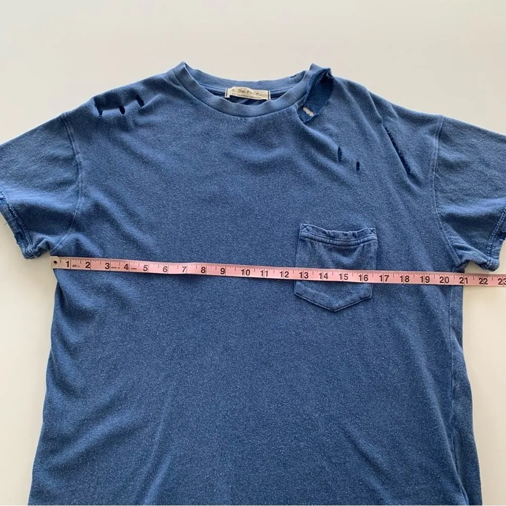 Free People We The Free Rubi Belle Blue Distressed Short Sleeve T-Shirt Size XS - Image 3