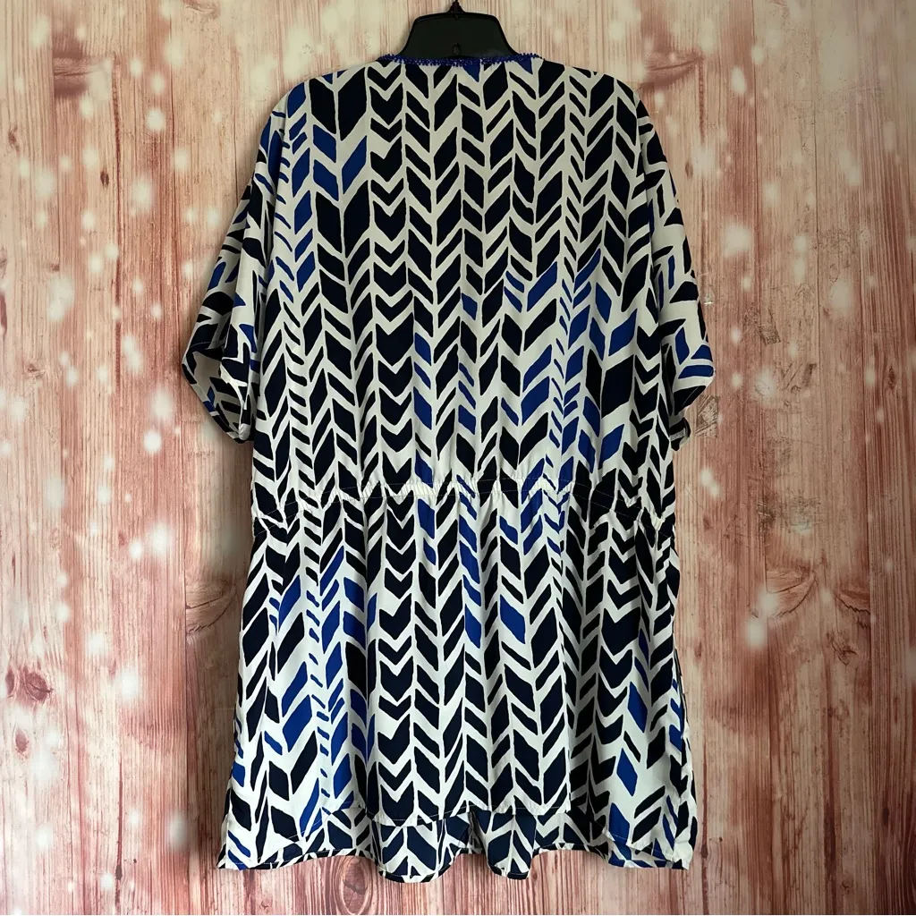 Coldwater Creek Blue Chevron Patterned Beaded Tunic Top Size 1X - Image 9