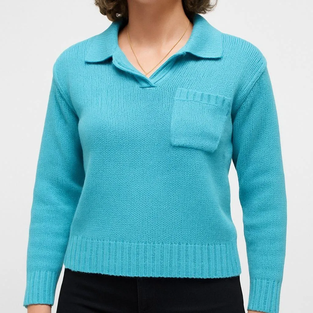 Harbor Lights Vintage Blue Ribbed Ramie Knit Sweater Womens Small - Image 2