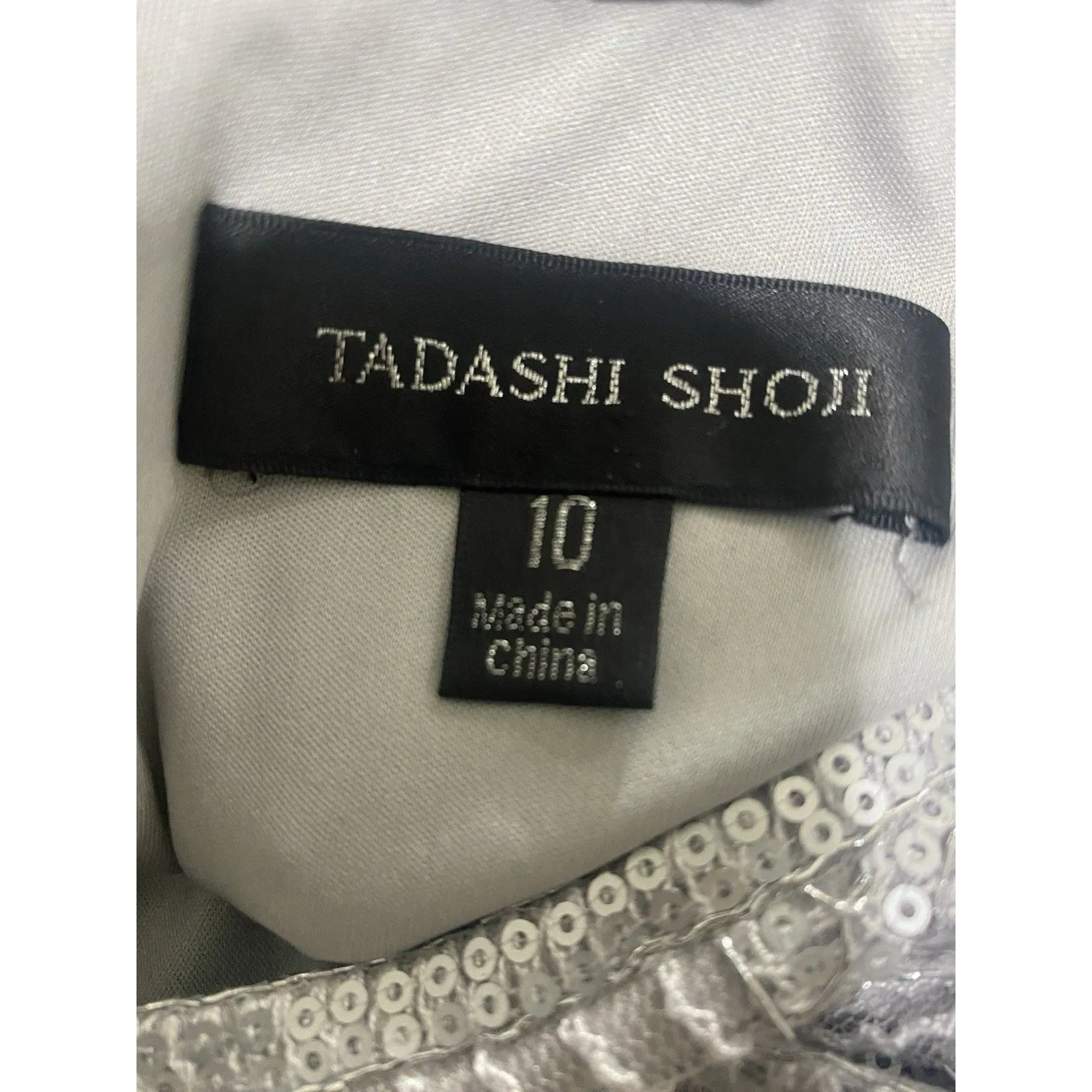 Tadashi Shoji Silver Gray Sequin Sheath Dress Size 10 - Image 10