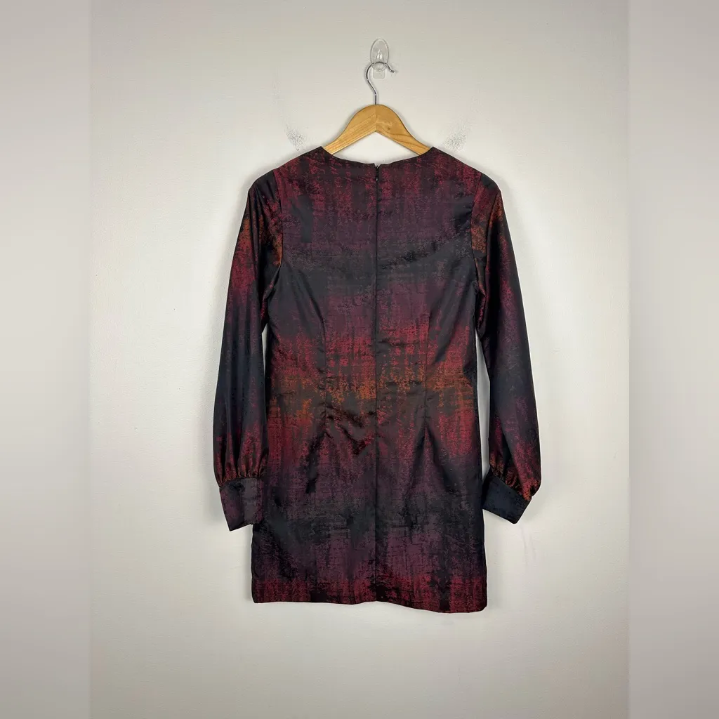 Hutch Women's Red Abstract Long Sleeve Metallic Holliday Midi Dress Women’s Sz 6 - Image 7