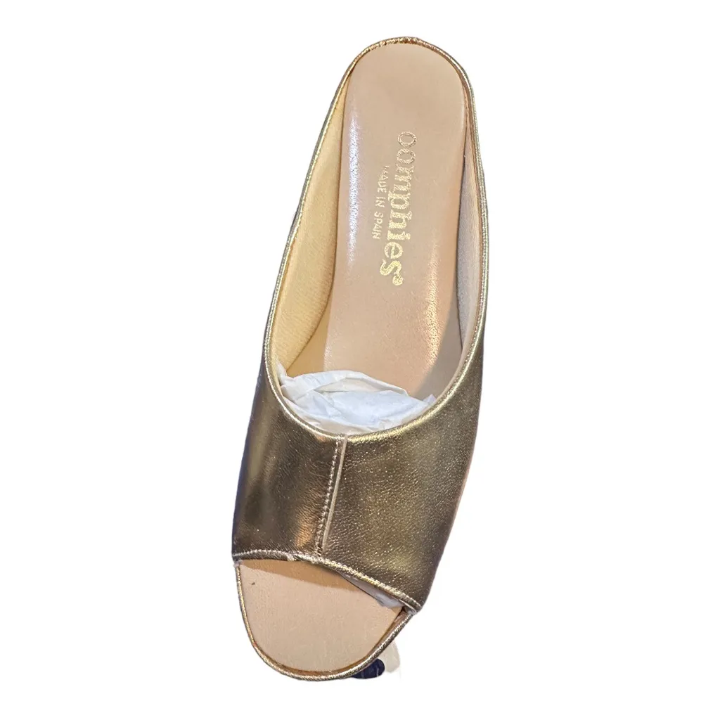 VTG Oomphies Womens Gold Leather Slippers House Shoes Maria Sz 6 - Image 2
