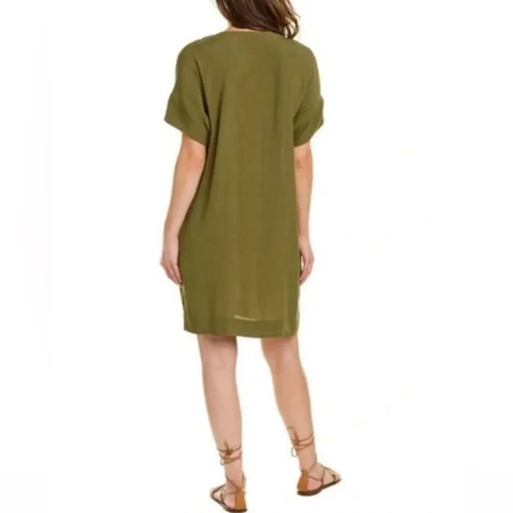 MADEWELL Novel V-neck Short Sleeve Mini Shift Dress Desert Olive Green Size XS - Image 2