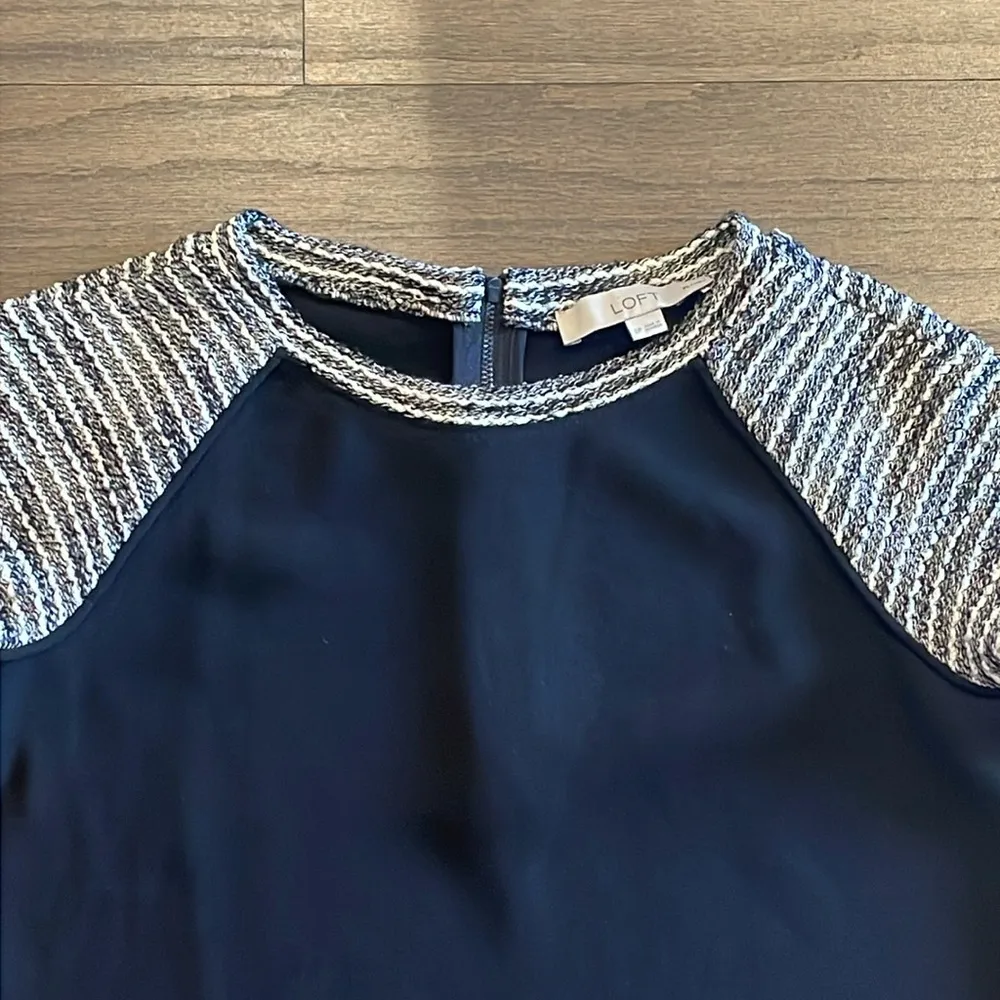 LOFT Petite Black Baseball Shift Dress - Size 0P - Image 4