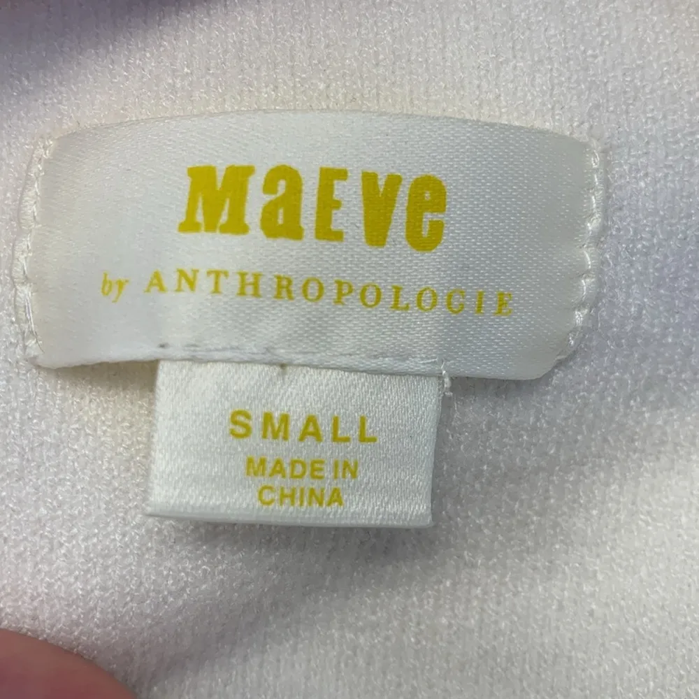 Maeve Anthropologie White Mockneck Viscose Polyester Nylon Sweater Small GUC - Image 6