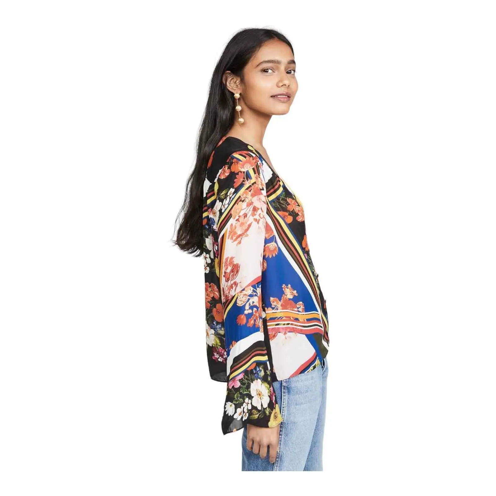 Parker Scarf‎ Flower Oriana Blouse Floral Print Long Sleeve Silky Small New - Image 6