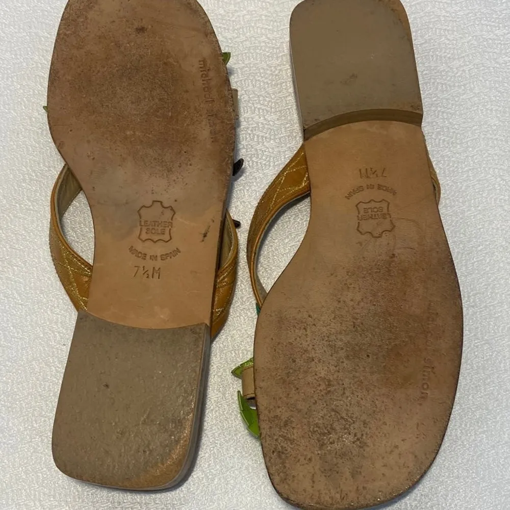 Michael Simon New York Monkey in Palm Tree Slide Sandals Leather women sz 7 - Image 7