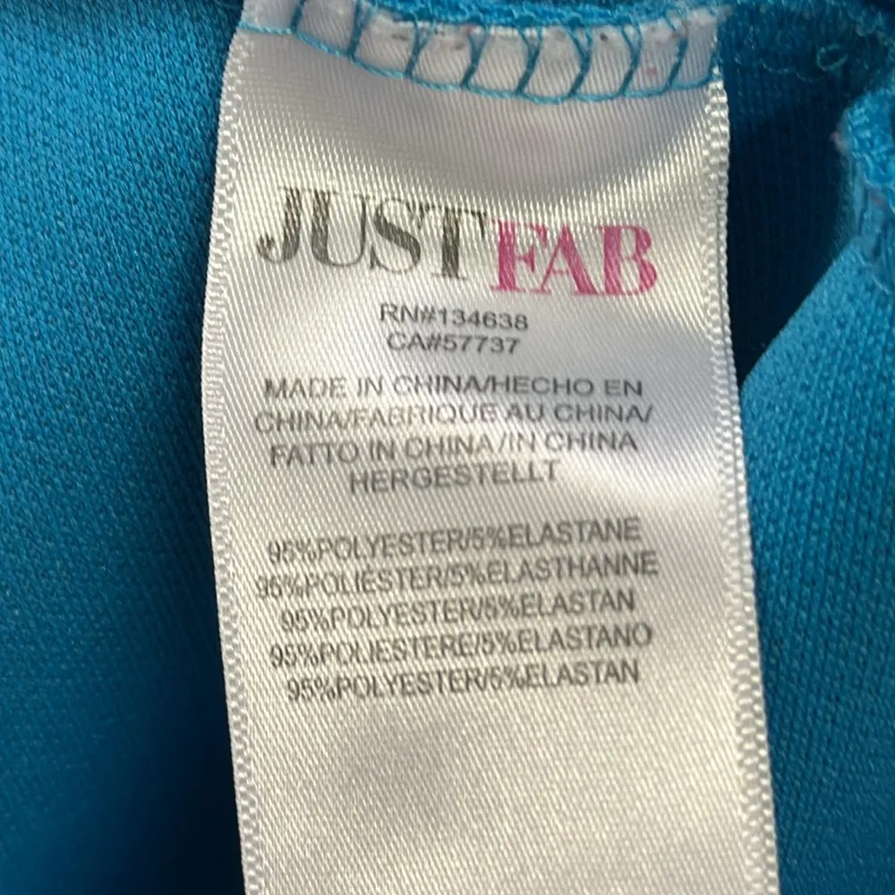 JustFab Zip Front High Low Blue Peplum Drop Waist Sleeveless Dress Womens M - Image 15