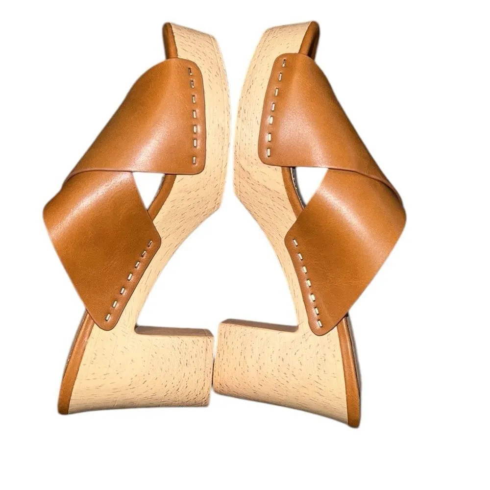 Mi.iM Women's Brown Leather Slide Sandals Size 8 - Image 3