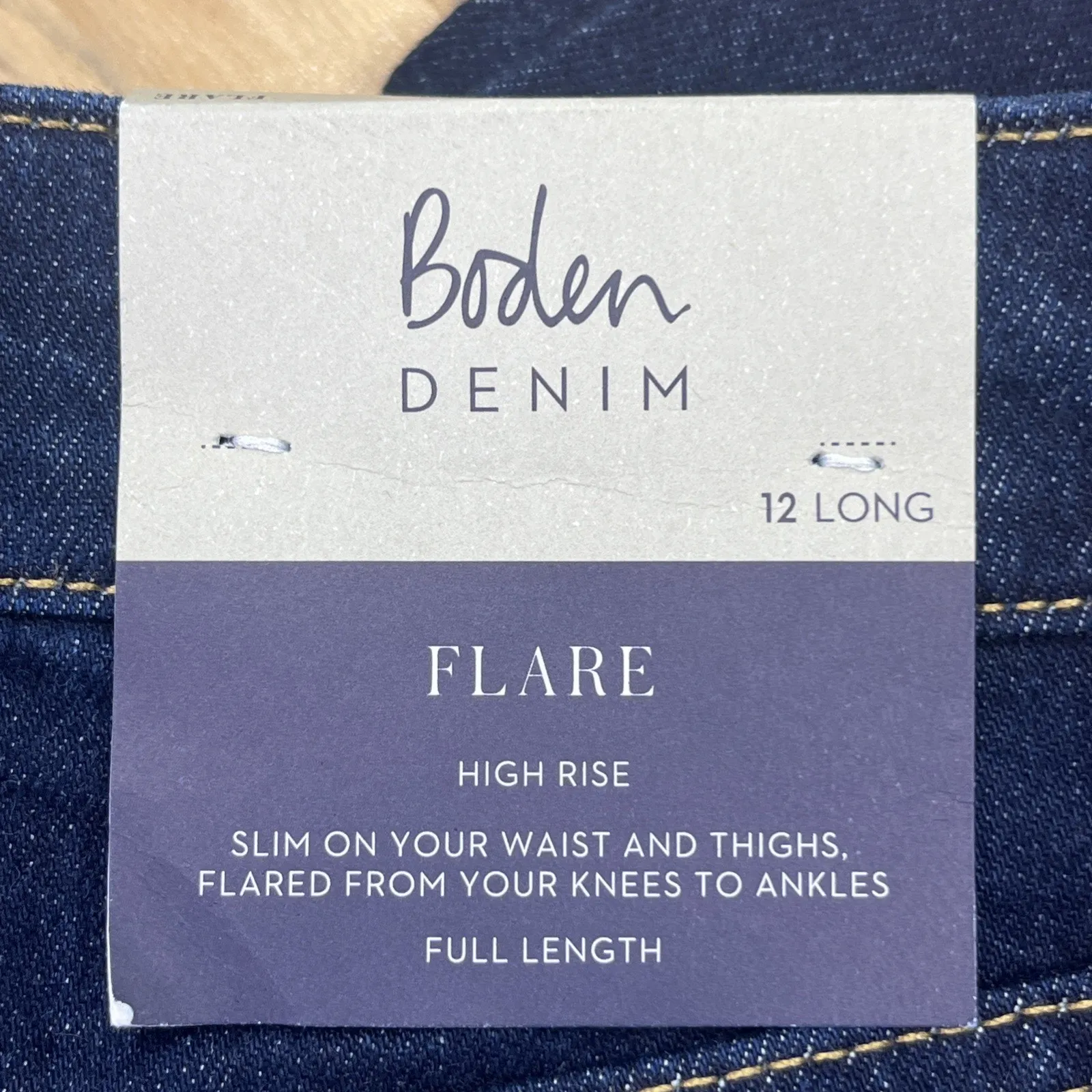Boden Jeans Womens Blue High Rise Slim Denim Flare Dark Wash Size 12 Long - Image 3