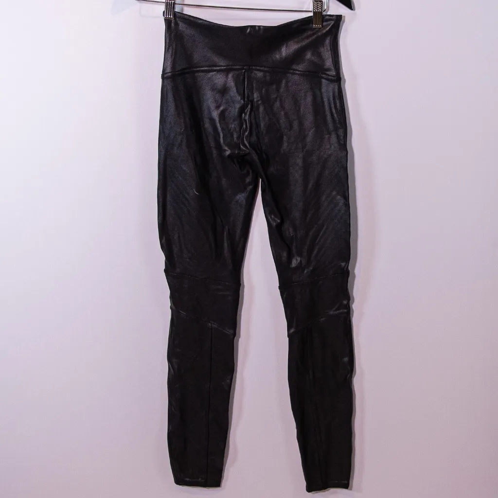 Spanx  Faux Vegan Leather Textured High Rise Moto Leggings Black Medium - Image 4