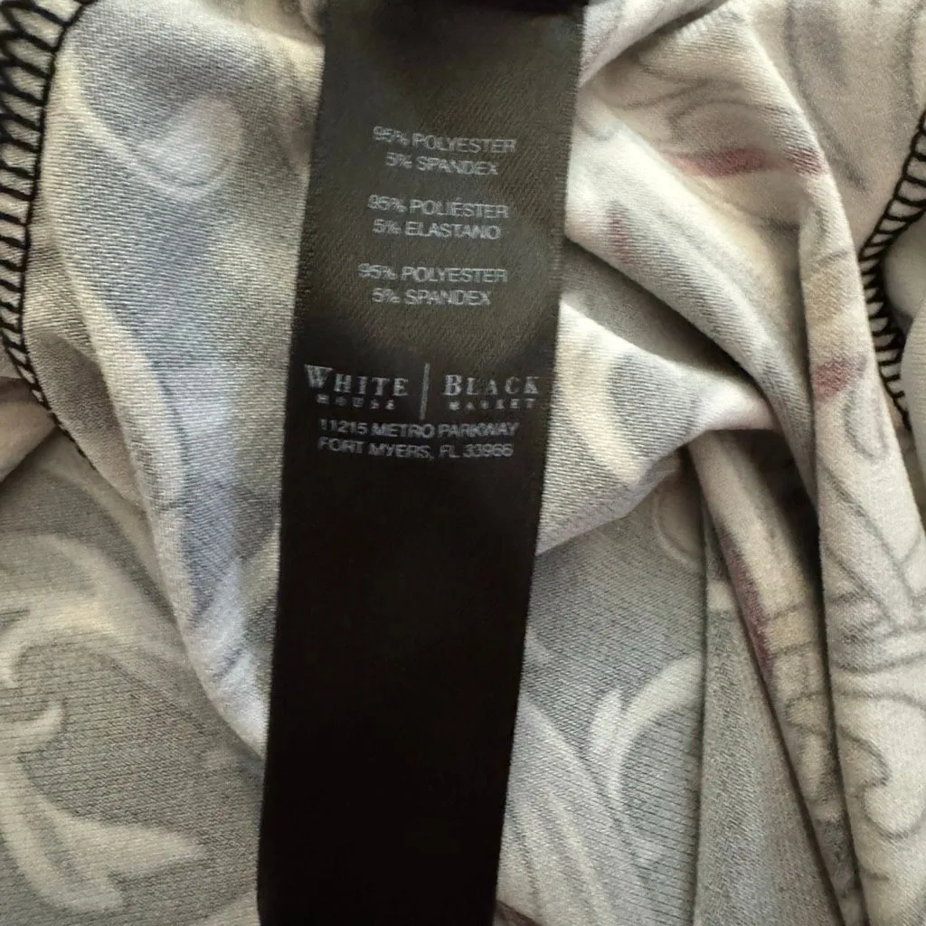 White House Black Market Baroque Print Shift Dress Black Stud Neckline Size S - Image 4