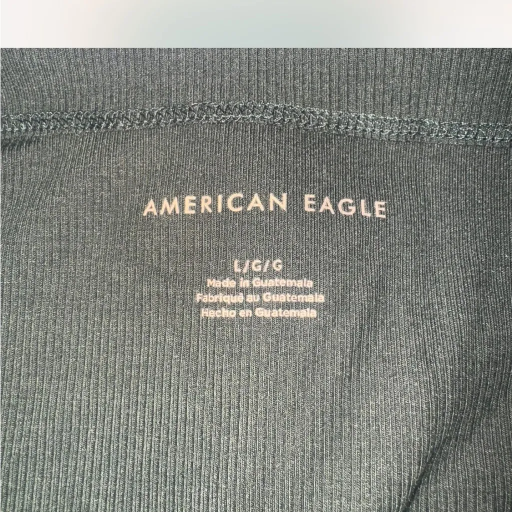 American Eagle Green Ribbed Crop Top • Spaghetti Strap Cropped Tank - Image 4