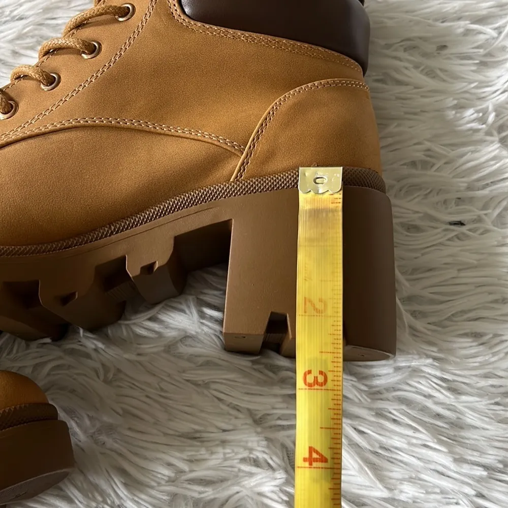 Justfab Women’s Habathia Combat Boot in Tan/leather brown size 7 - Image 10