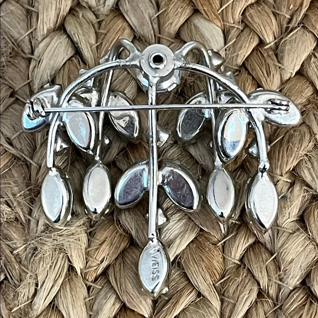 Vintage Weiss BroochBlue and Green Gemstones in Silver Tone Setting Blue - Image 3