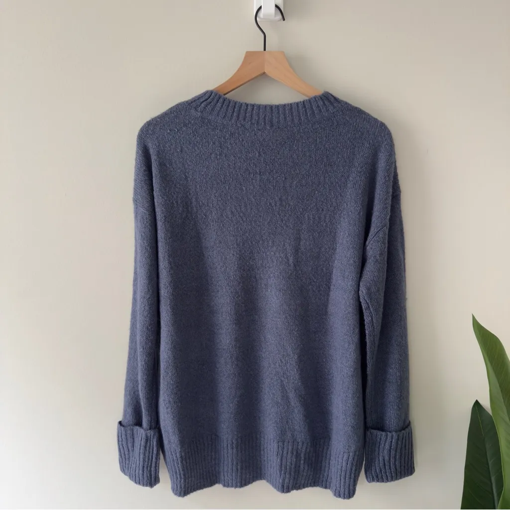 Express Cozy Blue Sweater Long Sleeve Cuffs Crew Neck Solid Fall Winter Casual S - Image 2