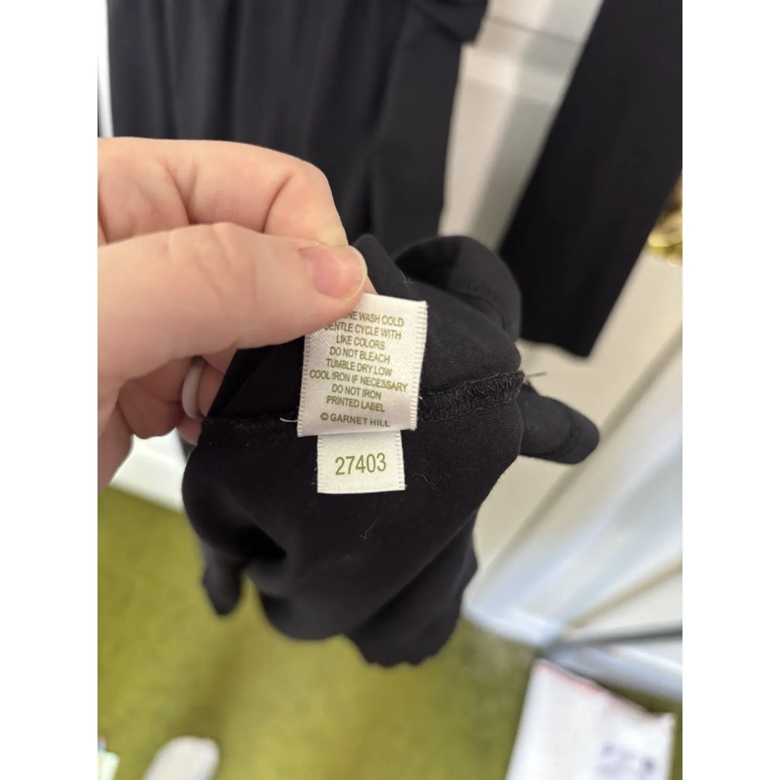 Garnet Hill Black Long Sleeve Black Dress Size Small Deep V-Neck Classic Stretch - Image 6