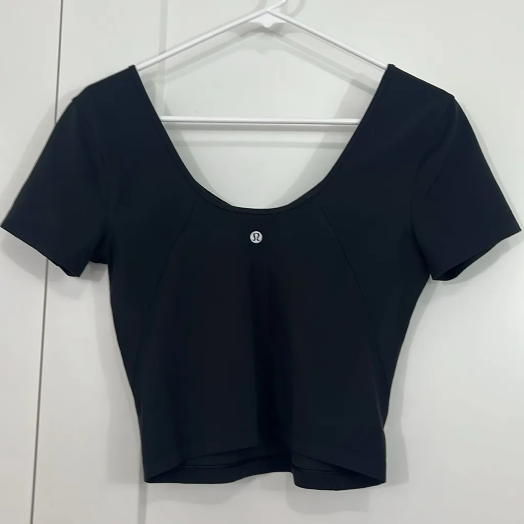 Lululemon Size 4 Black Align Tee T-Shirt Short Sleeve Workout Top - Image 6