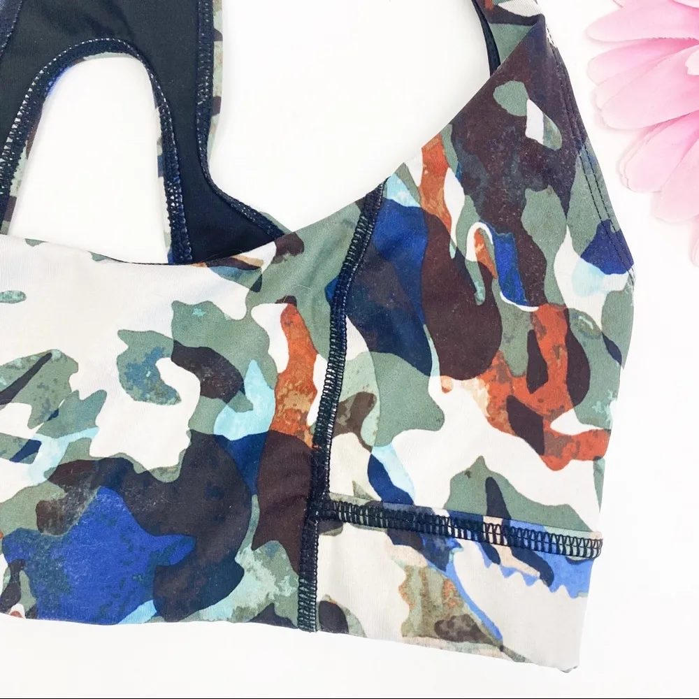 Free People Movement Daybreak Active Athletic Sports Bra: Abstract Camo Print - Image 8