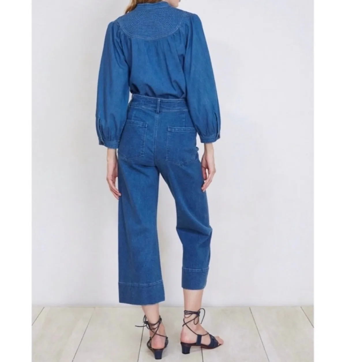 Apiece Apart Merida Wide Leg Cropped Jeans Blue Denim Size 2 DR - Image 2