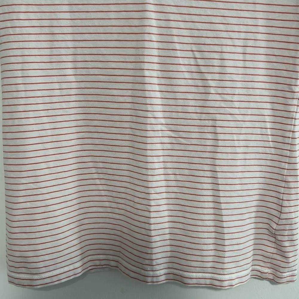 Brooks Brothers V Neck Tee Shirt Size XS White with Orange Stripes EUC - Image 2