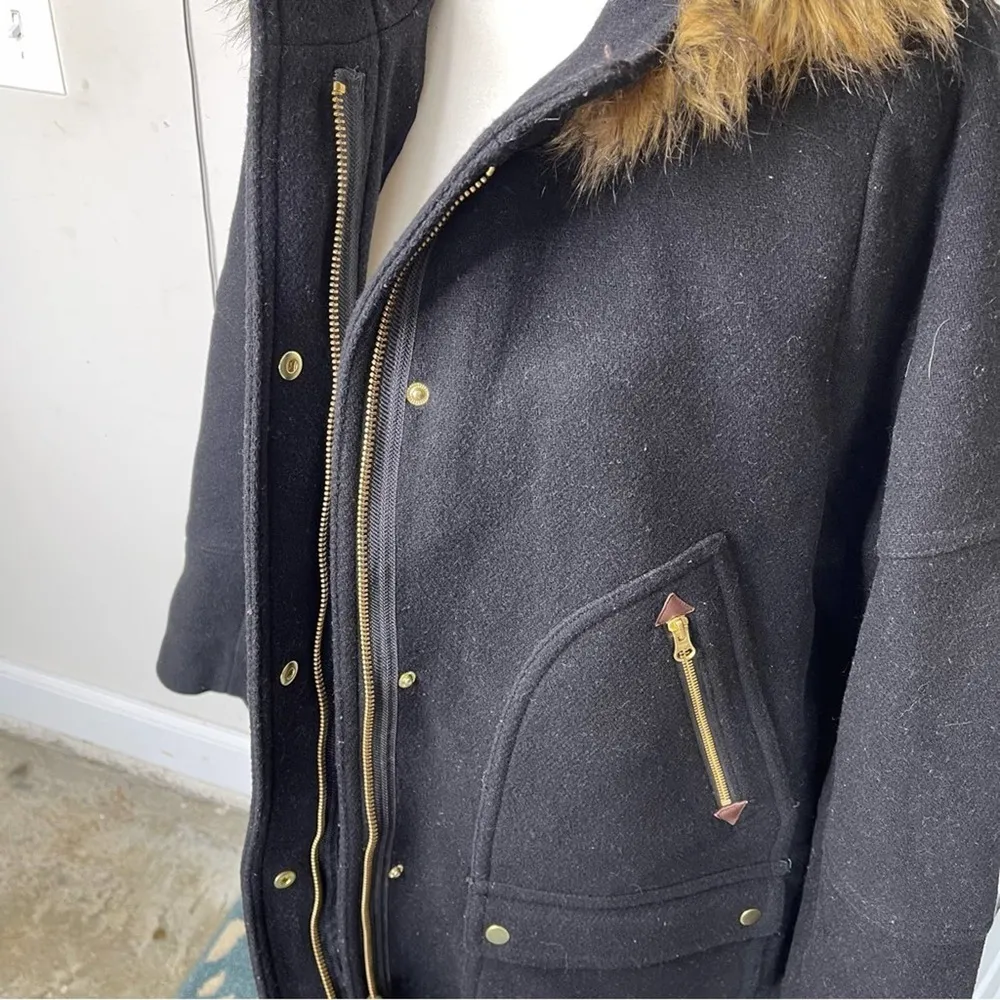 J Crew Plus Chateau Parka black Stadium Cloth Nello Gori wool blend coat size 22 - Image 8