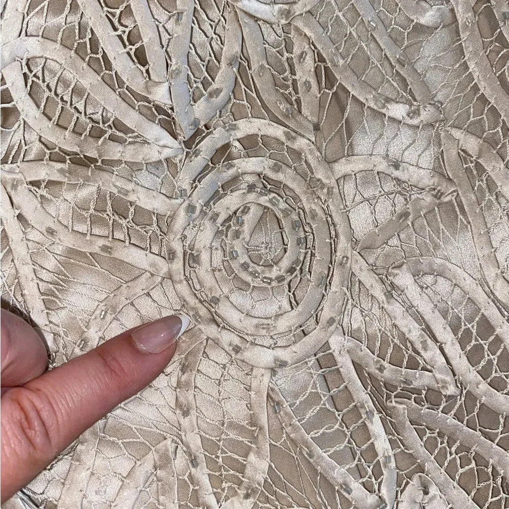 soulmates champagne Hand crafted silk ribbon beaded 3 Piece Evening Gown MOB MOG Tan Size M - Image 15