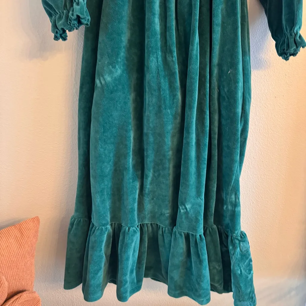 MONICA + ANDY‎ Life of the Party Velour Dress Green - Image 4