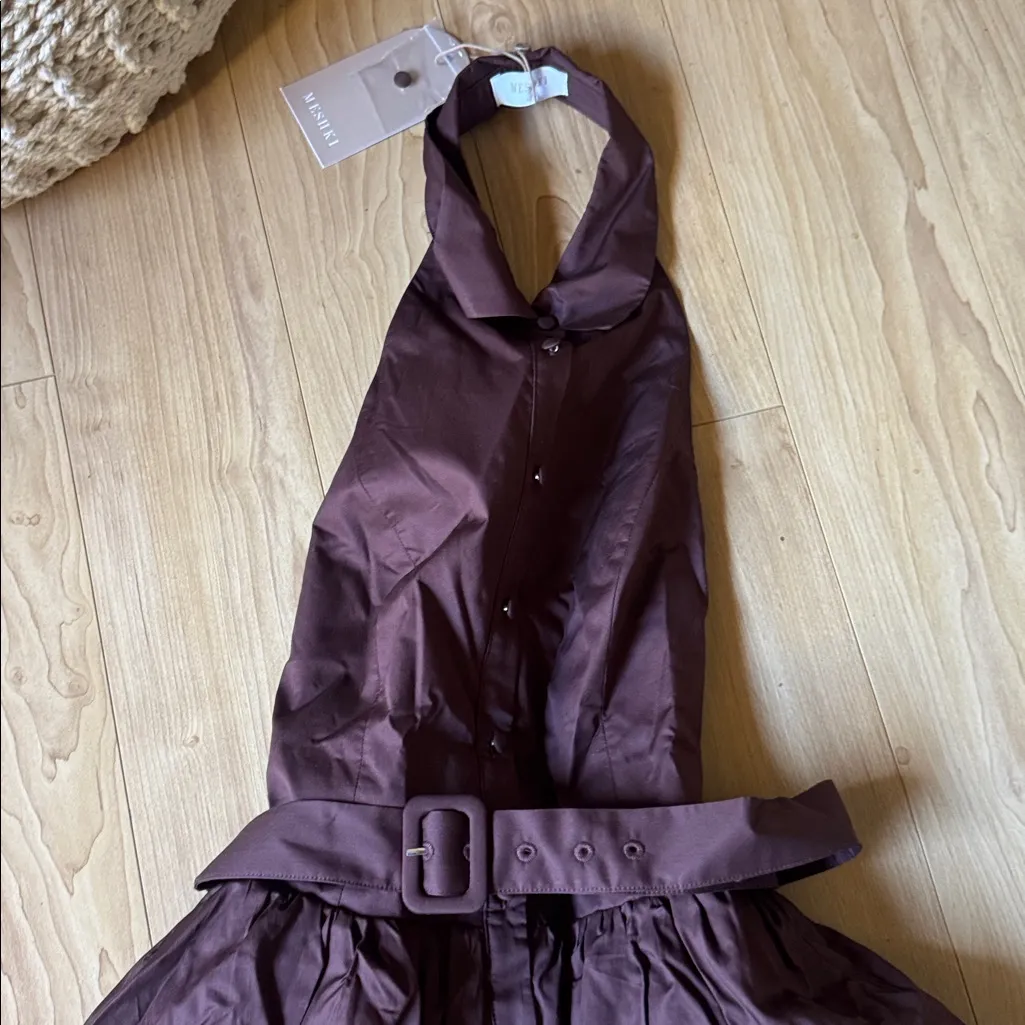NWT Meshki CINDY COLLARED MIDI DRESS IN CHOCOLATE - Image 2