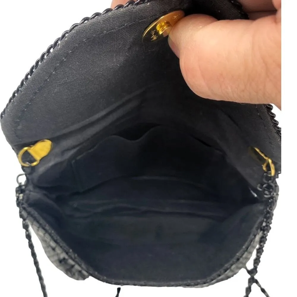 Vintage Black Metal Mesh Shoulder Bag Clutch Crossbody Purse with Chain Strap - Image 8