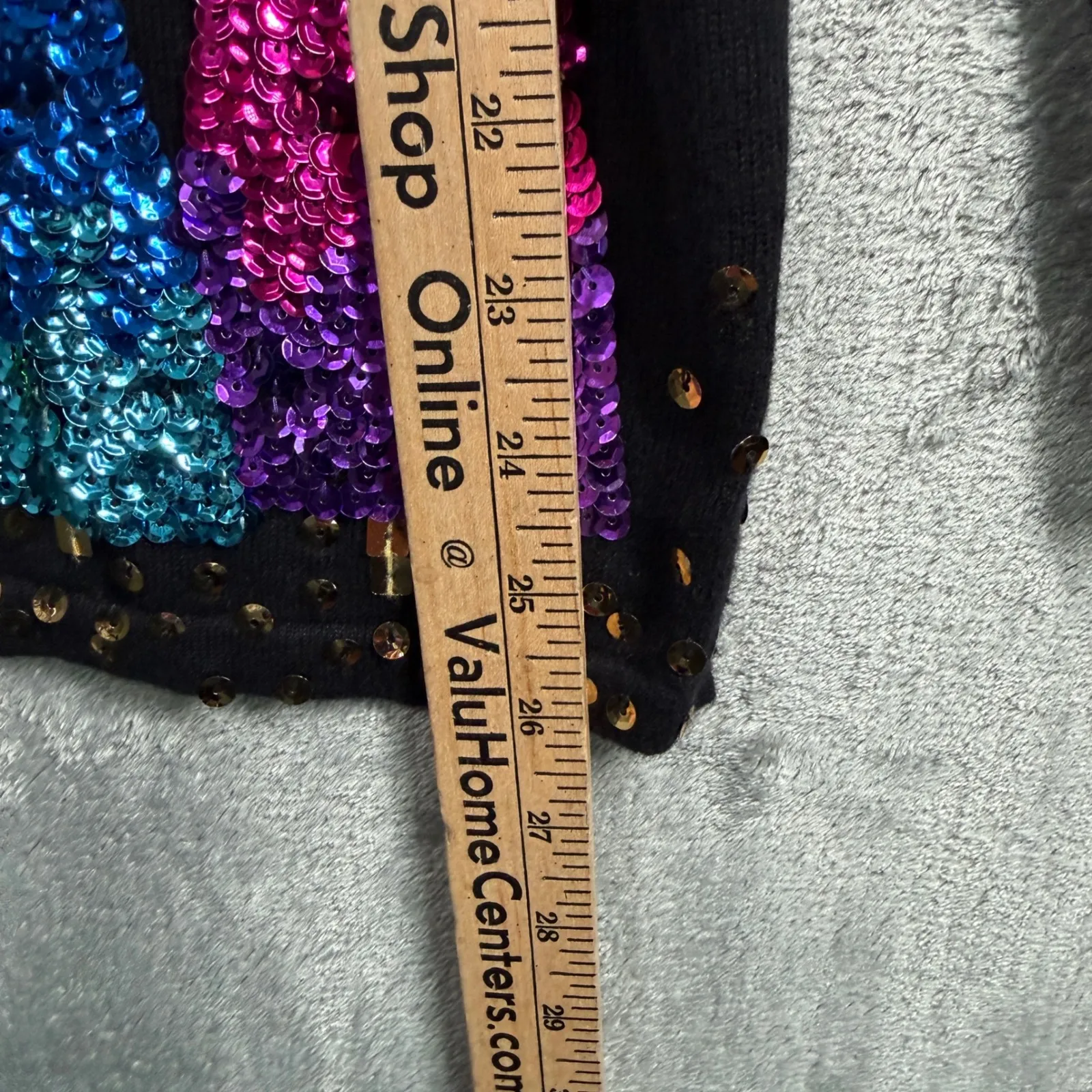 Quacker Factory Christmas Sweater XS Sequin Tree Black Holiday Party Sparkle - Image 7