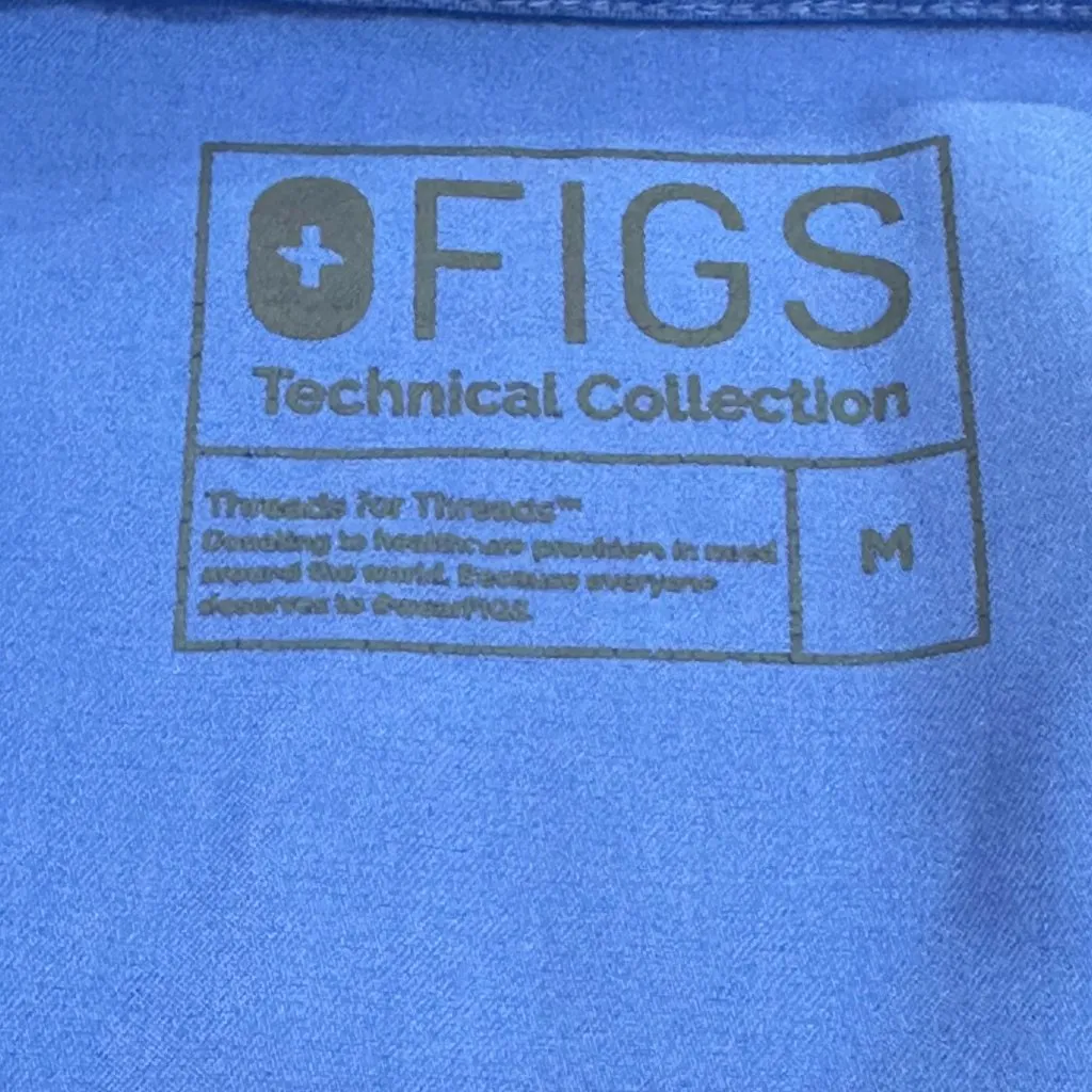 Women's FIGS Catarina Scrub Top Shirt‎ Ceil Blue Medium Medical Healthcare Nurse - Image 4