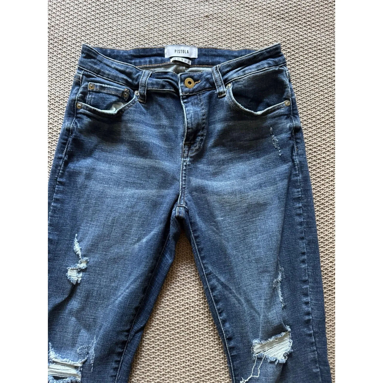 Pistola Women's Blue Denim Distressed Slim Stretch Ankle Jeans Size 28 - Image 2