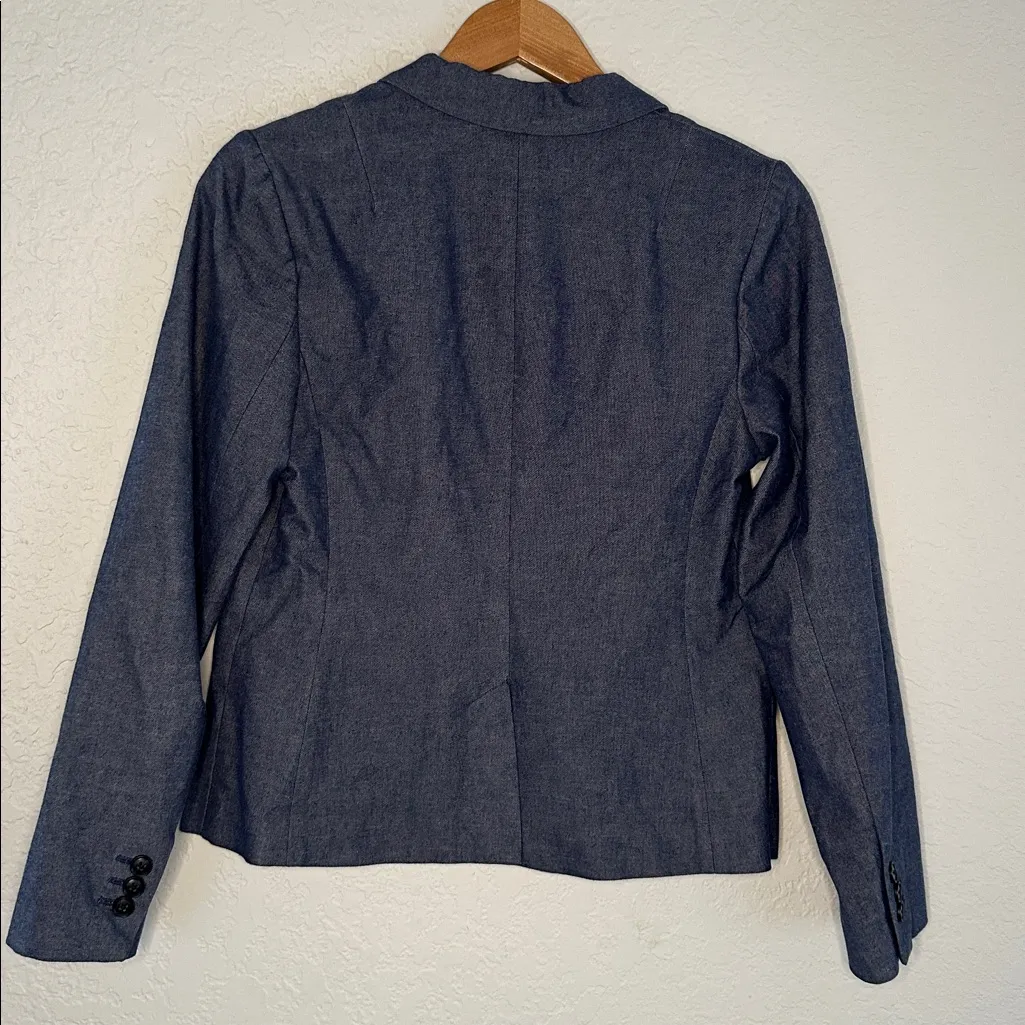 NEW Banana Republic Classic Fit Blazer Blue Chambray Preppy Office Chic Casual - Image 4