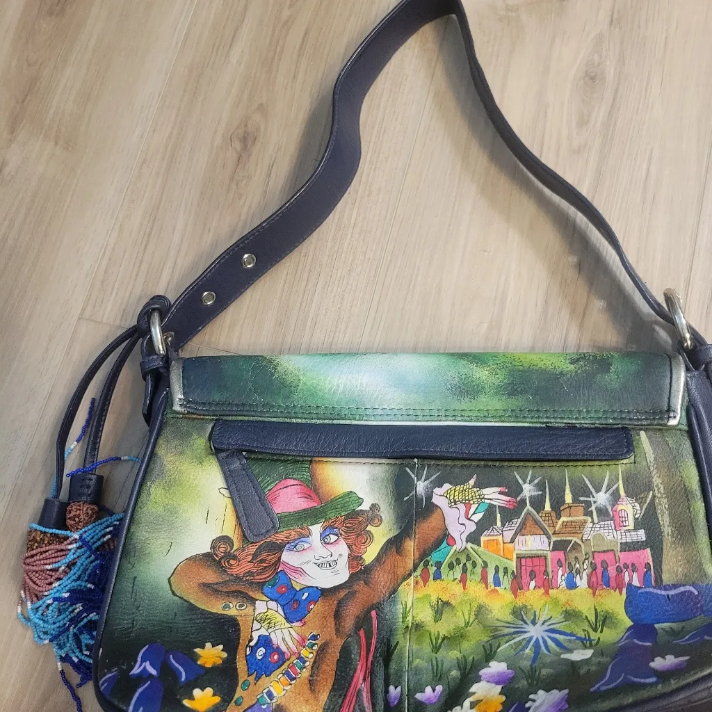 SHARIF DISNEY ALICE THROUGH THE LOOKING GLASS MAD HATTER LEATHER BAG PURSE - Image 2