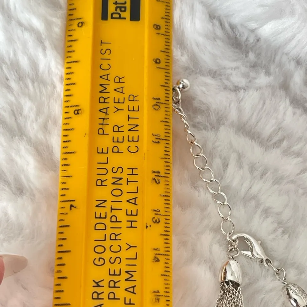 Multi Strand Polished Heart Toggle Necklace Chain Silver - Image 5