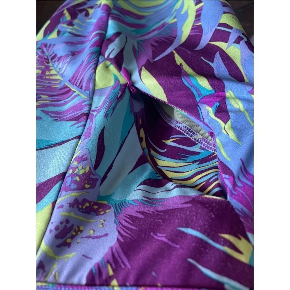 Title Nine Sleeveless active wear Sports Dress padded bra Tropical Palm Size 8 - Image 11