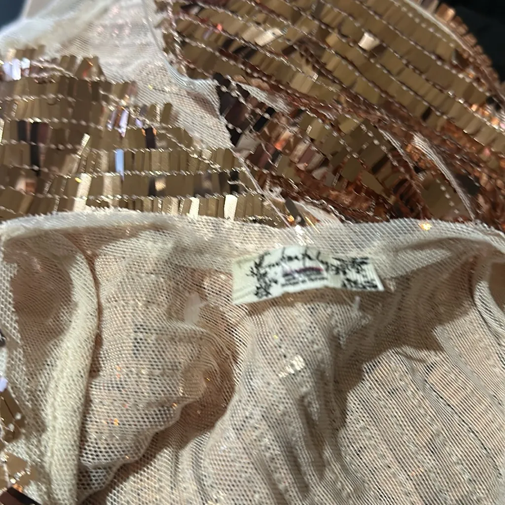 NWOT Free People Cami Disco Fever Top Gold - Image 7