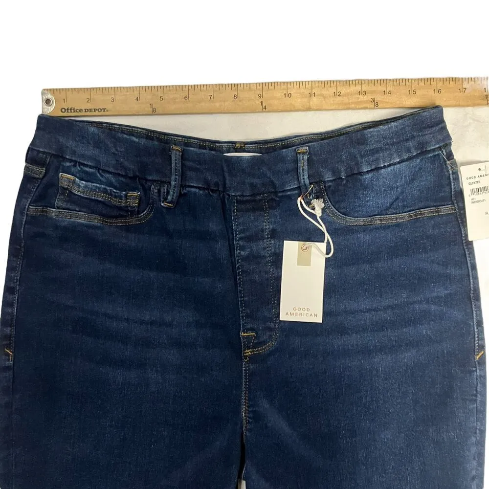 NWT Good American Good Legs Flare Pull on Dark Wash Jeans GLF478BT Size XL - Image 7
