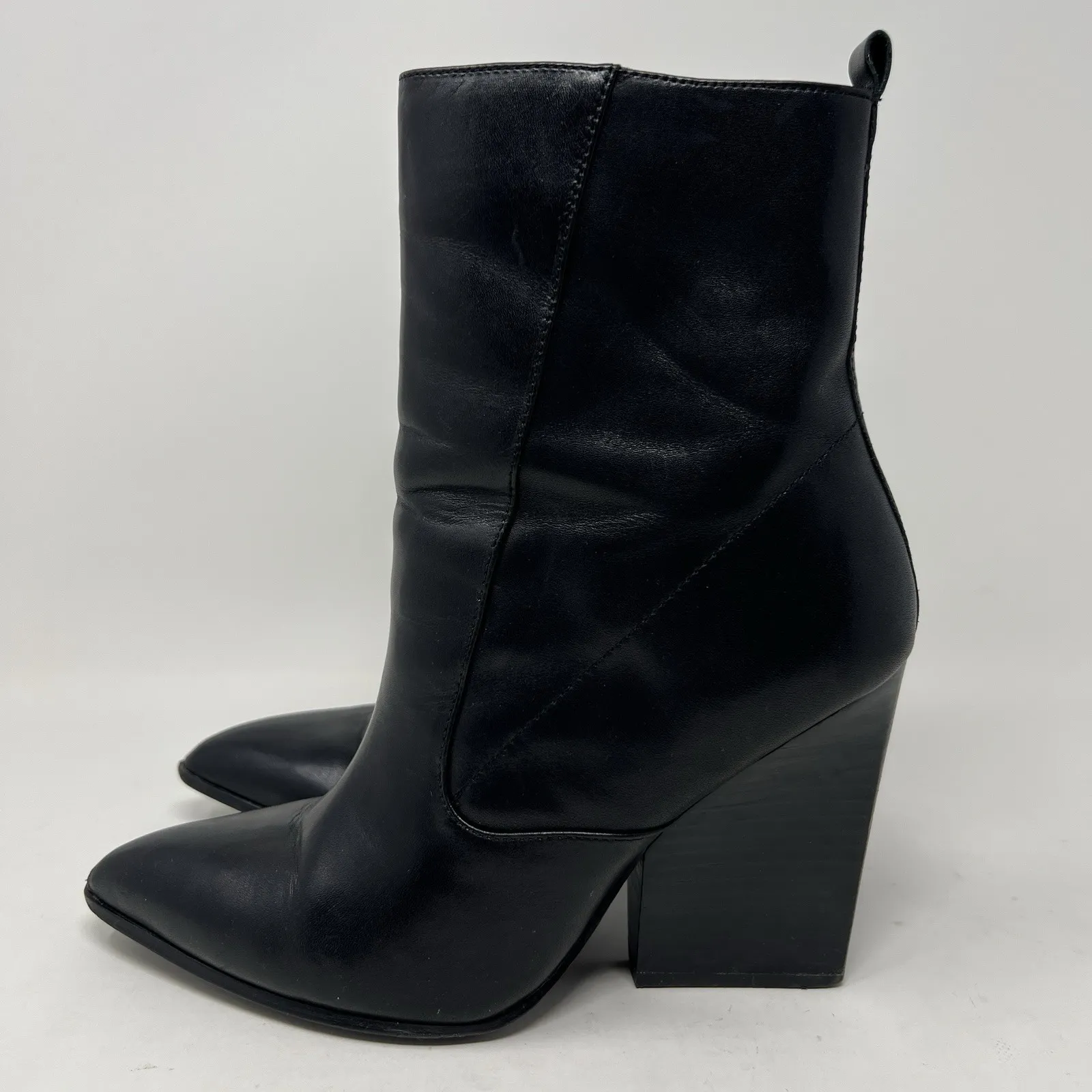 Bleecker & Bond Kailey Ankle Booties Women's Size 7 Black Leather Zip Up Boots - Image 4