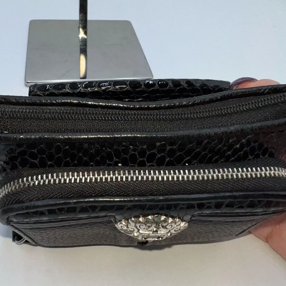 Brighton Vintage Small Crossbody Croc Embossed Wallet - Image 4